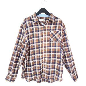 Jachs Brown Black Plaid Flannel Button Front Shirt